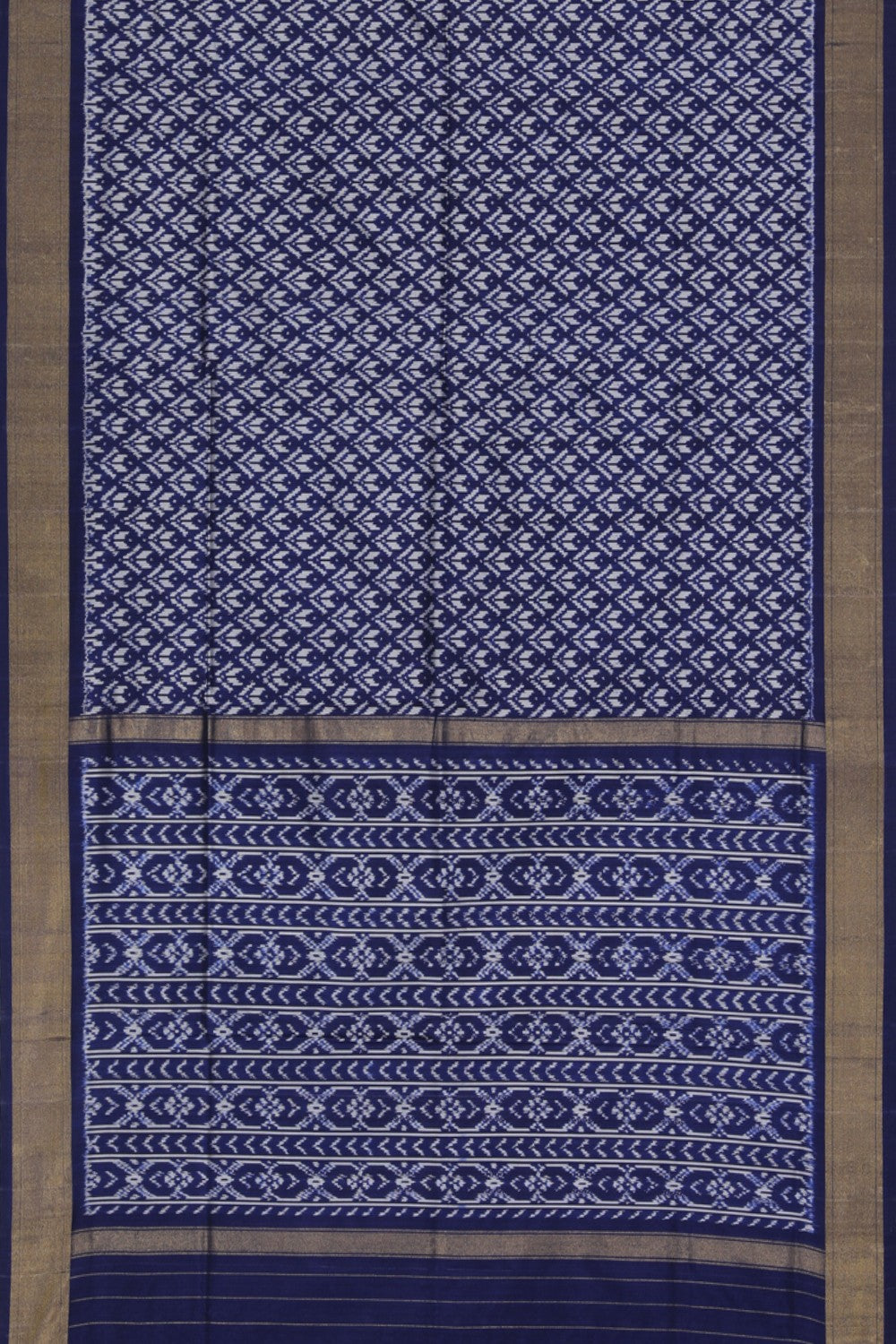Image of Pochampally Ikat Silk Navy Blue Saree