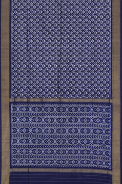 Image of Pochampally Ikat Silk Navy Blue Saree