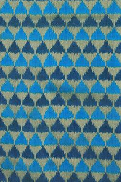 Image of Pochampally Ikat Silk Sea Blue Saree