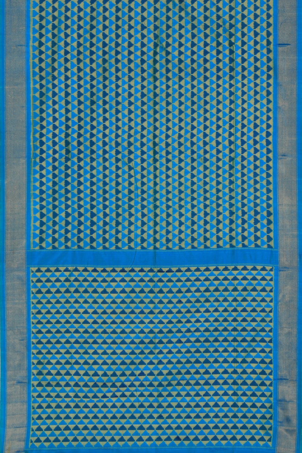 Image of Pochampally Ikat Silk Sea Blue Saree