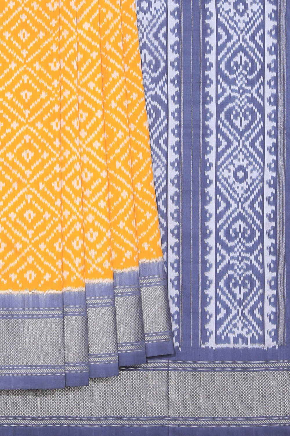 Image of Pochampally Ikat Silk Yellow Saree
