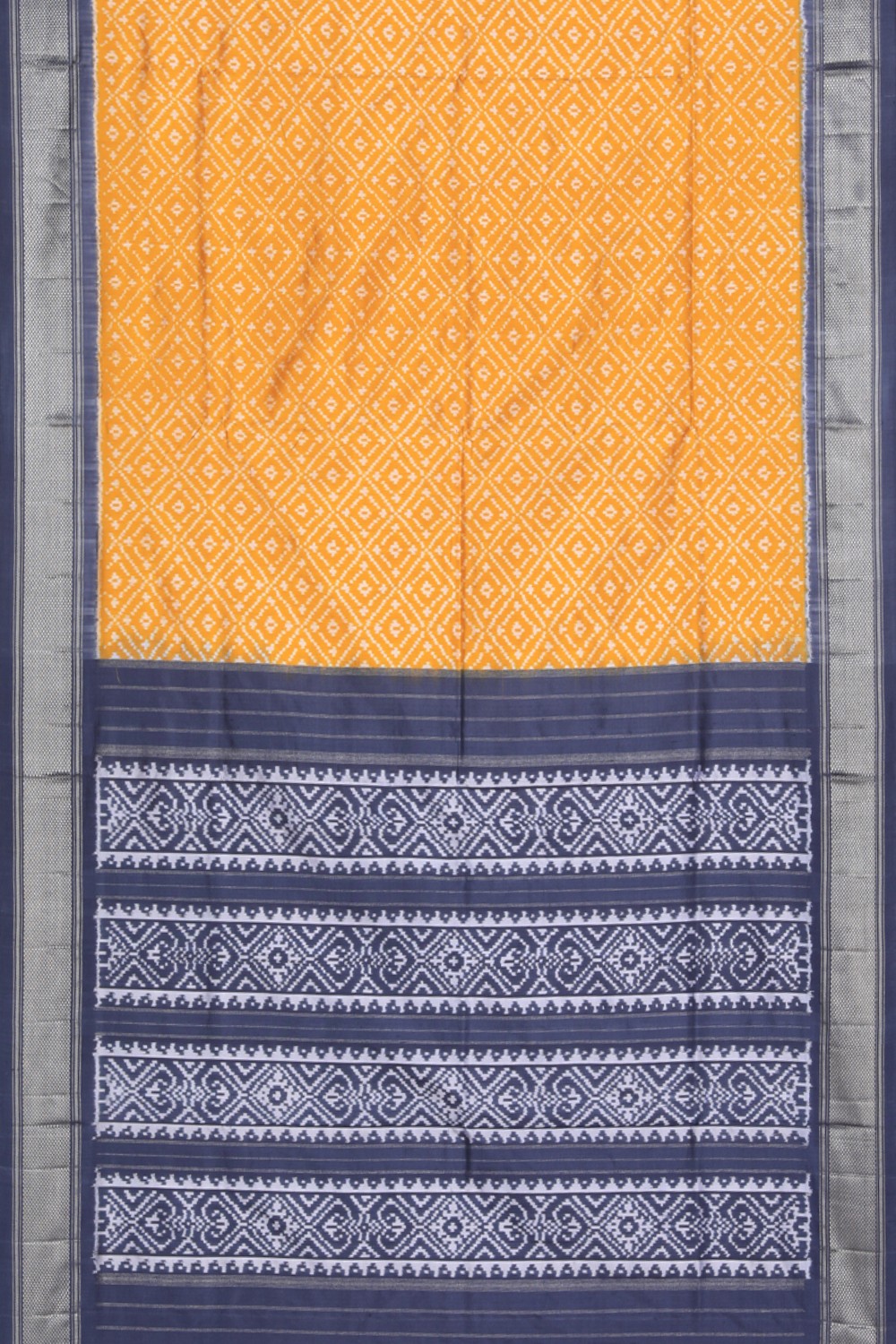 Pochampally Ikat Silk Yellow Saree