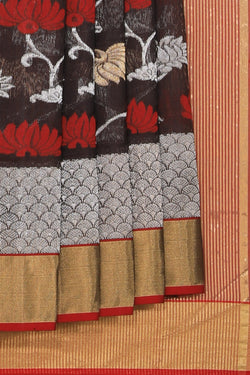 Collection of Chanderi Cotton Silk Brown Saree in a gallery layout