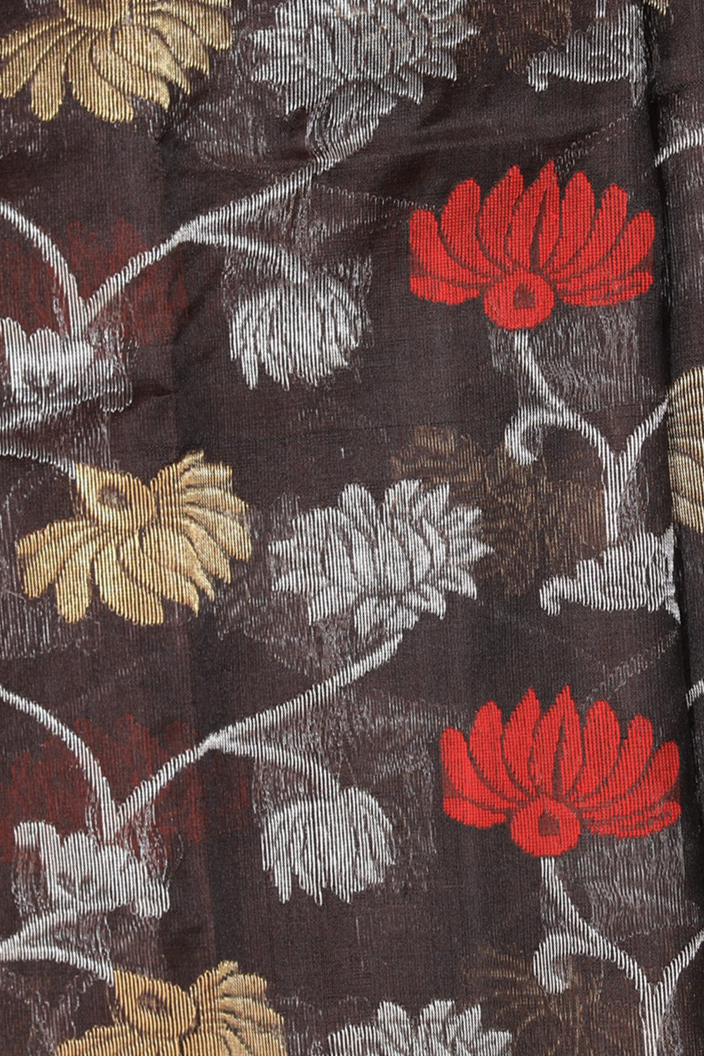 Image of Chanderi Cotton Silk Brown Saree