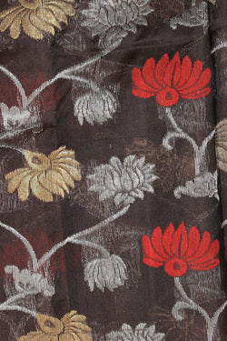 Collection of Chanderi Cotton Silk Brown Saree in a gallery layout