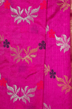 Image of Chanderi Cotton Silk Pink Saree