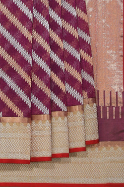 Collection of Chanderi Cotton Silk Violet Saree in a gallery layout