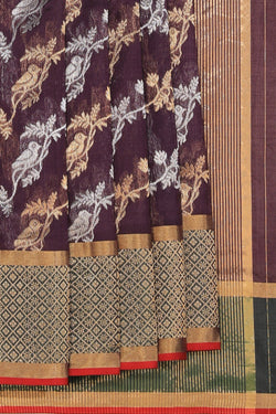 Collection of Chanderi Cotton Silk Violet Saree in a gallery layout