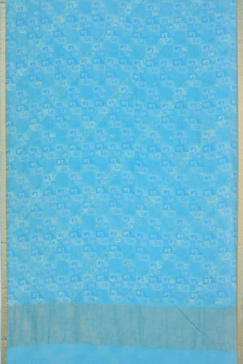 Image of Chiffon Sky Blue Saree