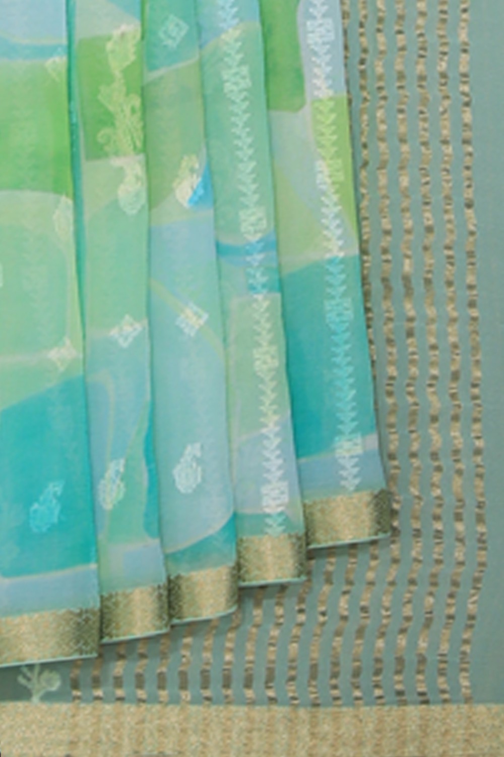 Collection of Chiffon Pastel Green Saree in a gallery layout