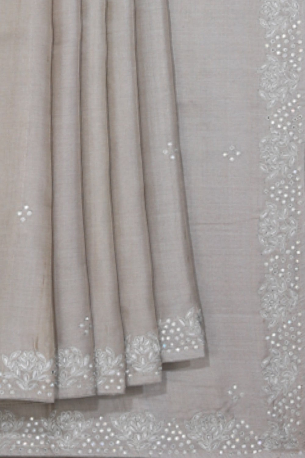 Collection of Tussar Silk Pastel Grey Saree in a gallery layout