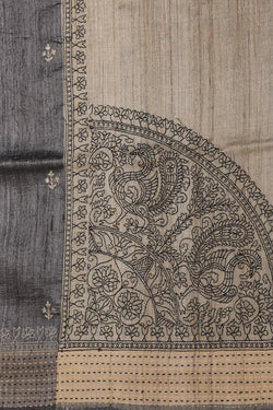 Image of Tussar Silk Grey Saree