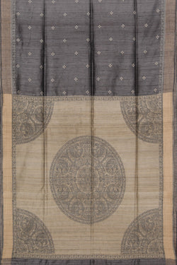 Image of Tussar Silk Grey Saree