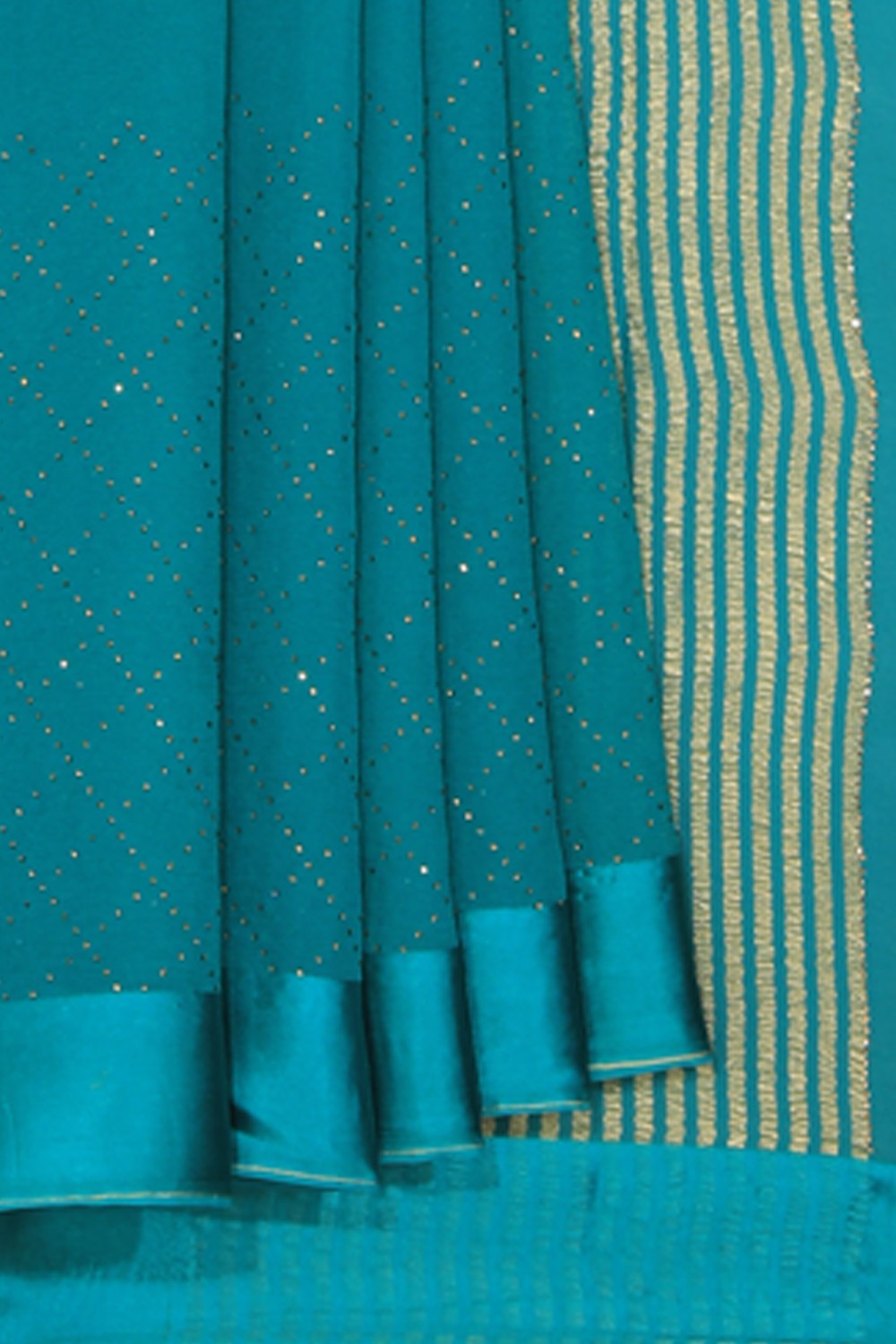 Collection of Chiffon Teal Green Saree in a gallery layout