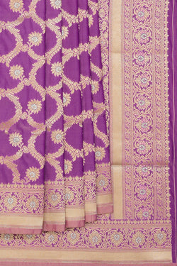 Collection of Banarasi Silk Purple Saree in a gallery layout