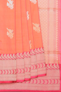 Collection of Banarasi Silk Coral Orange Saree in a gallery layout