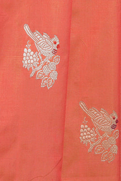 Collection of Banarasi Silk Coral Orange Saree in a gallery layout