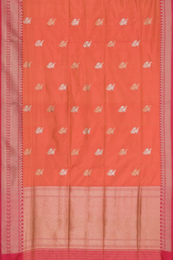 Collection of Banarasi Silk Coral Orange Saree in a gallery layout