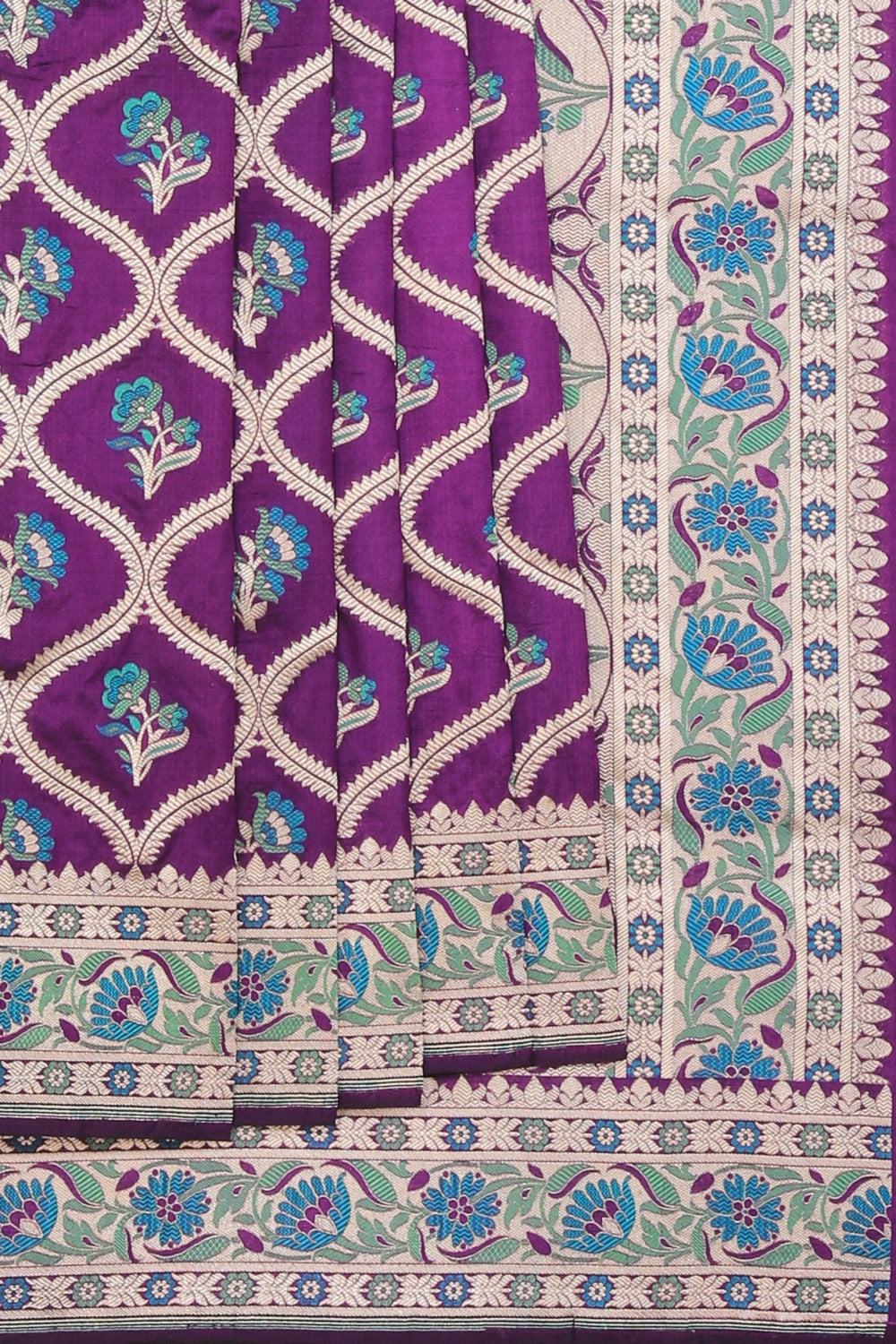 Collection of Banarasi Silk Violet Saree in a gallery layout