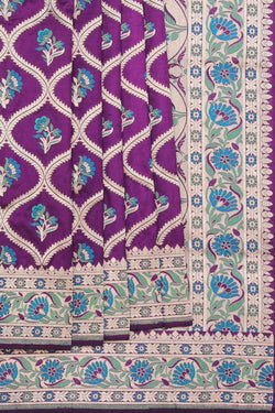 Collection of Banarasi Silk Violet Saree in a gallery layout