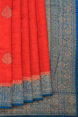 Collection of Banarasi Dupion Silk Red Saree in a gallery layout