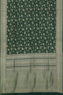 Image of Crepe Silk Bottle Green Saree