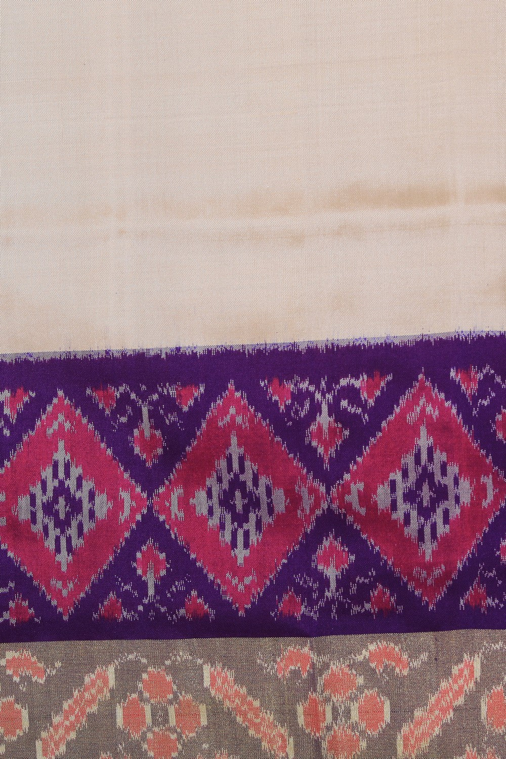 Image of Pochampally Ikat Silk Beige Saree