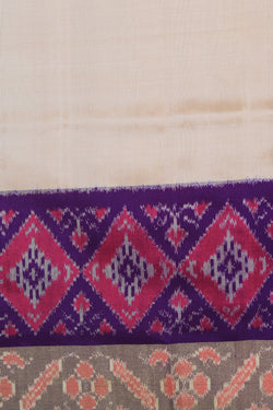 Image of Pochampally Ikat Silk Beige Saree