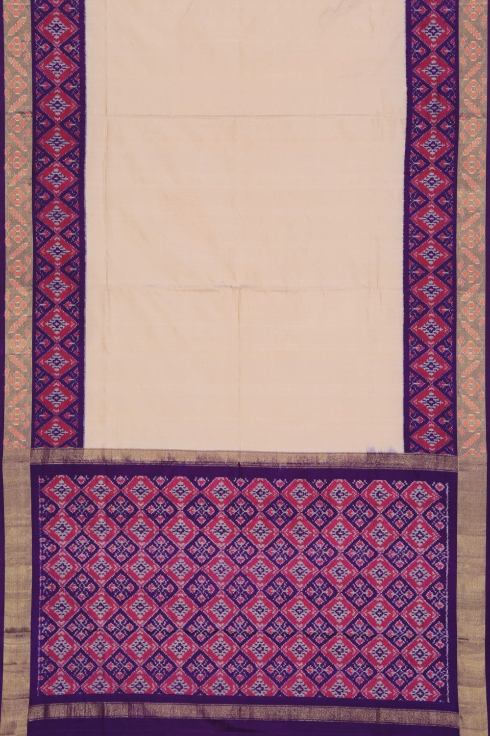 Image of Pochampally Ikat Silk Beige Saree