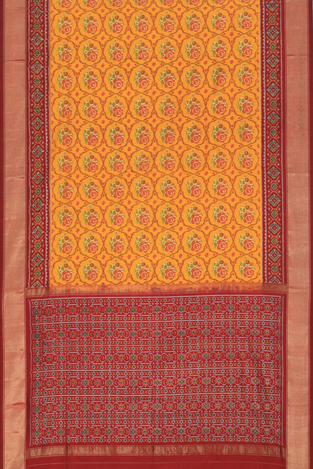 Pochampally Ikat Silk Mustard Saree