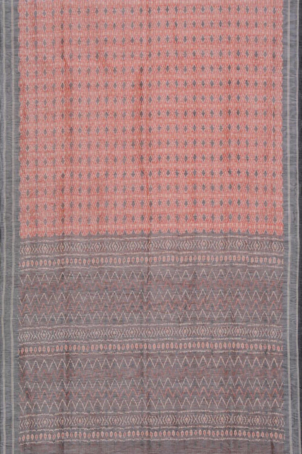 Image of Pochampally Ikat Linen-Silk Onion Pink Saree