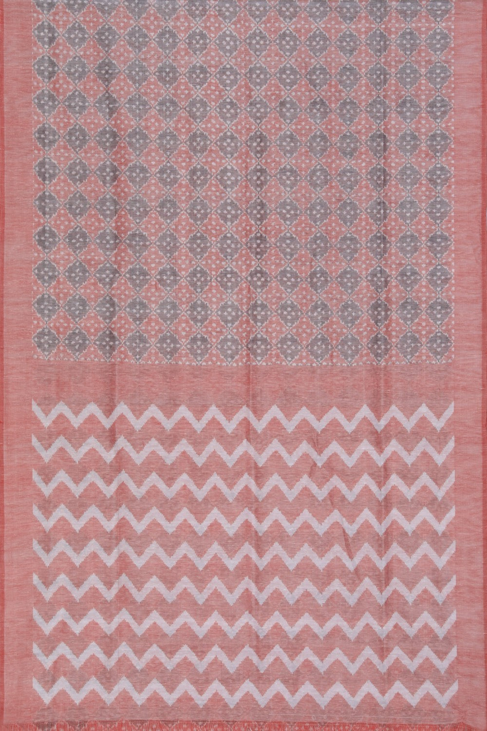 Collection of Pochampally Ikat Linen-Silk Pink Saree in a gallery layout