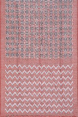 Collection of Pochampally Ikat Linen-Silk Pink Saree in a gallery layout