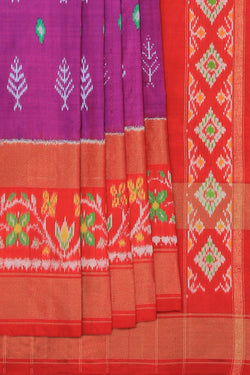 Collection of Pochampally Ikat Silk Violet Saree in a gallery layout