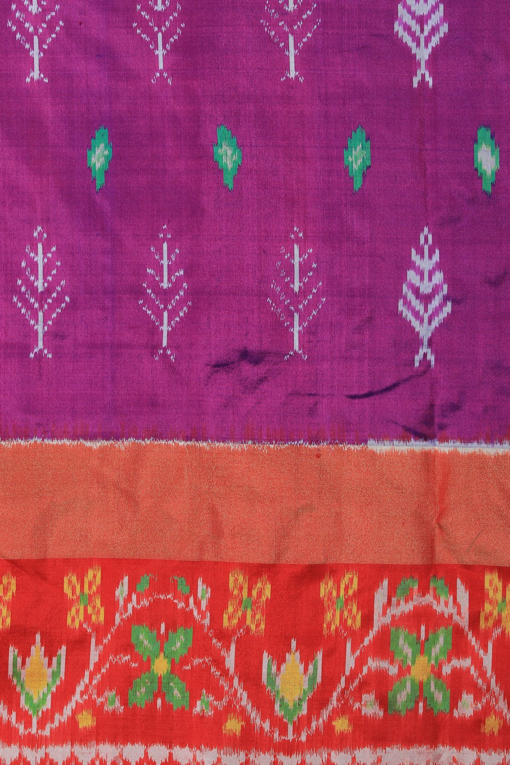 Collection of Pochampally Ikat Silk Violet Saree in a gallery layout