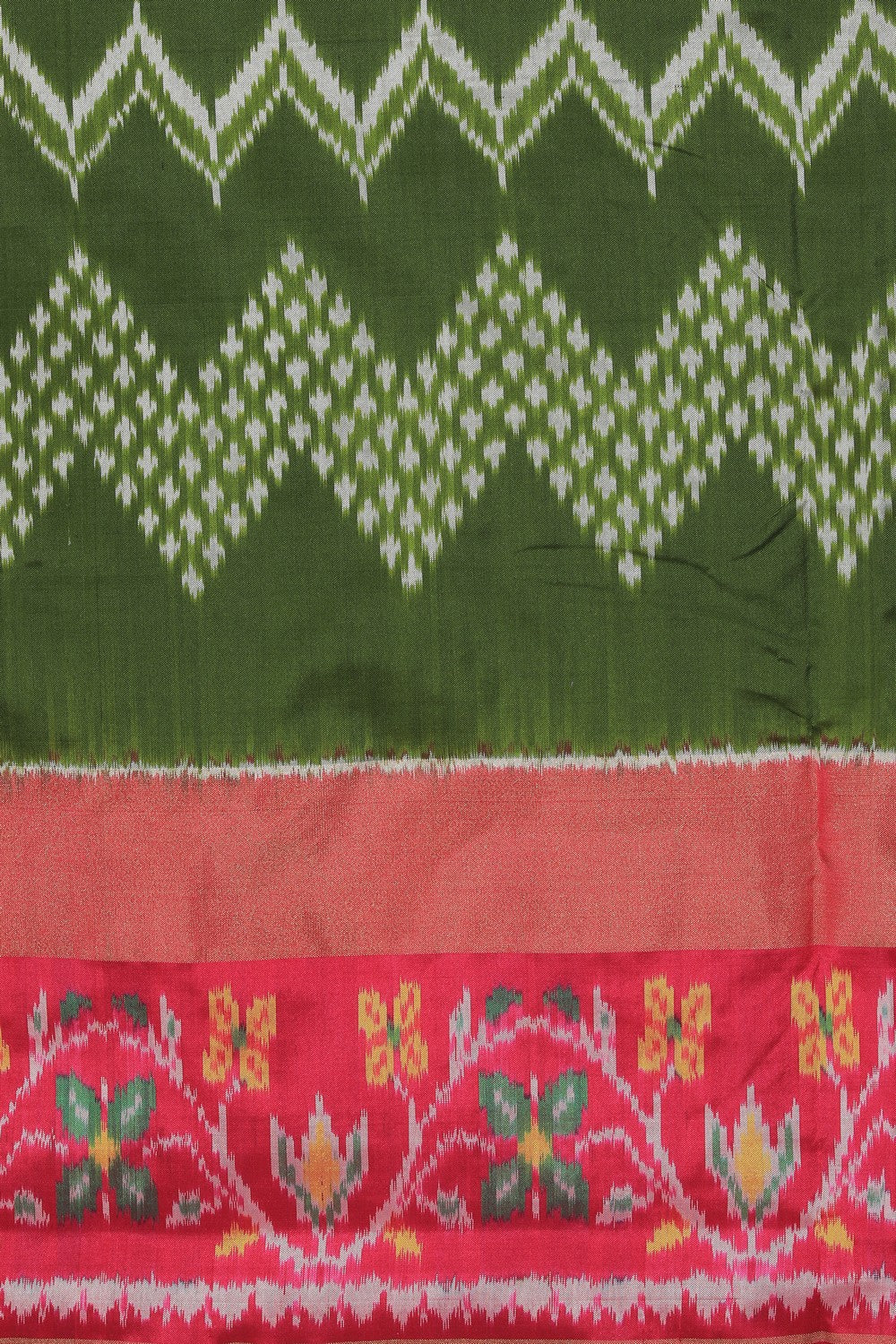 Pochampally Ikat Silk Green Saree