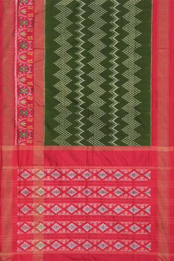 Image of Pochampally Ikat Silk Green Saree