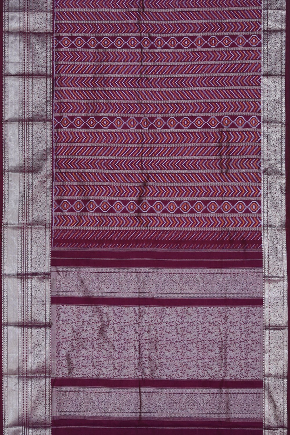 Pochampally Ikat Silk Violet Saree