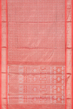 Image of Pochampally Ikat Tissue Silk Pink Saree