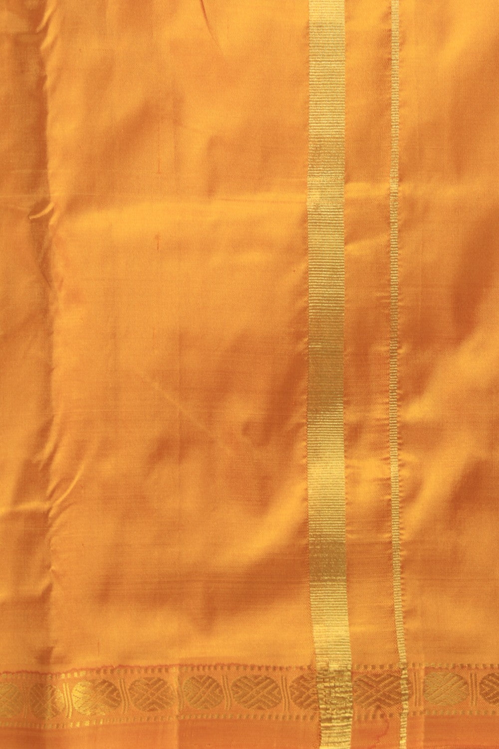 Collection of Kanchi Silk Mustard Dhoti With Kanduva (8 X 4) in a gallery layout