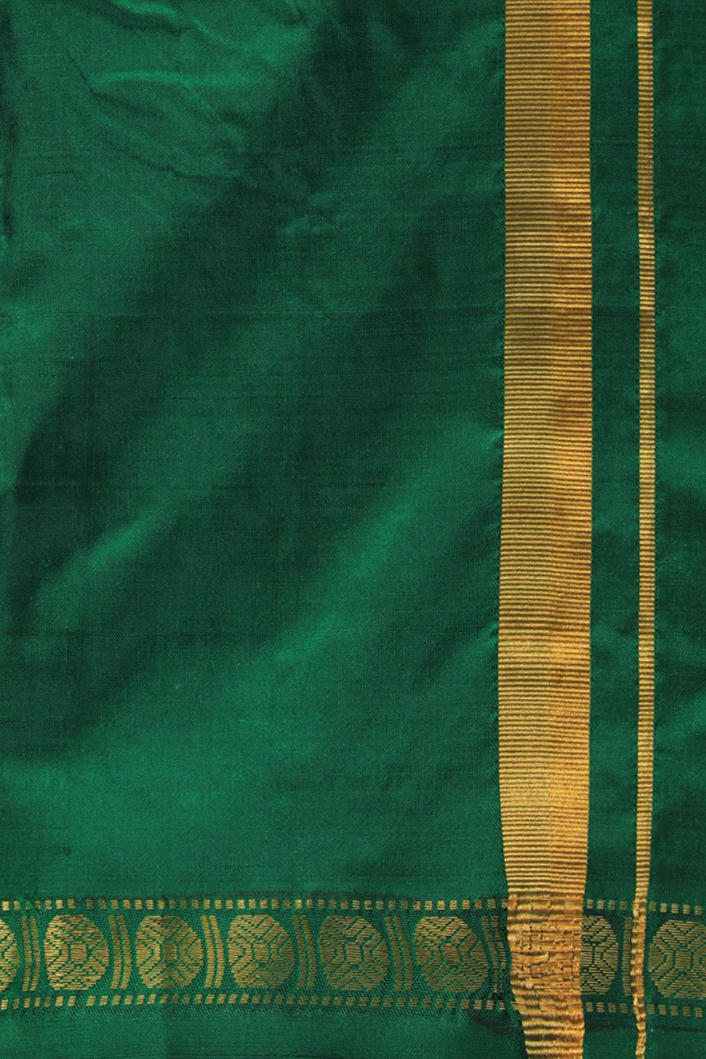 Collection of Kanchi Silk Green Dhoti With Kanduva (8 X 4) in a gallery layout