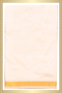 Collection of Kanchi Silk Ivory Off-White Dhoti With Kanduva (8 X 4) in a gallery layout