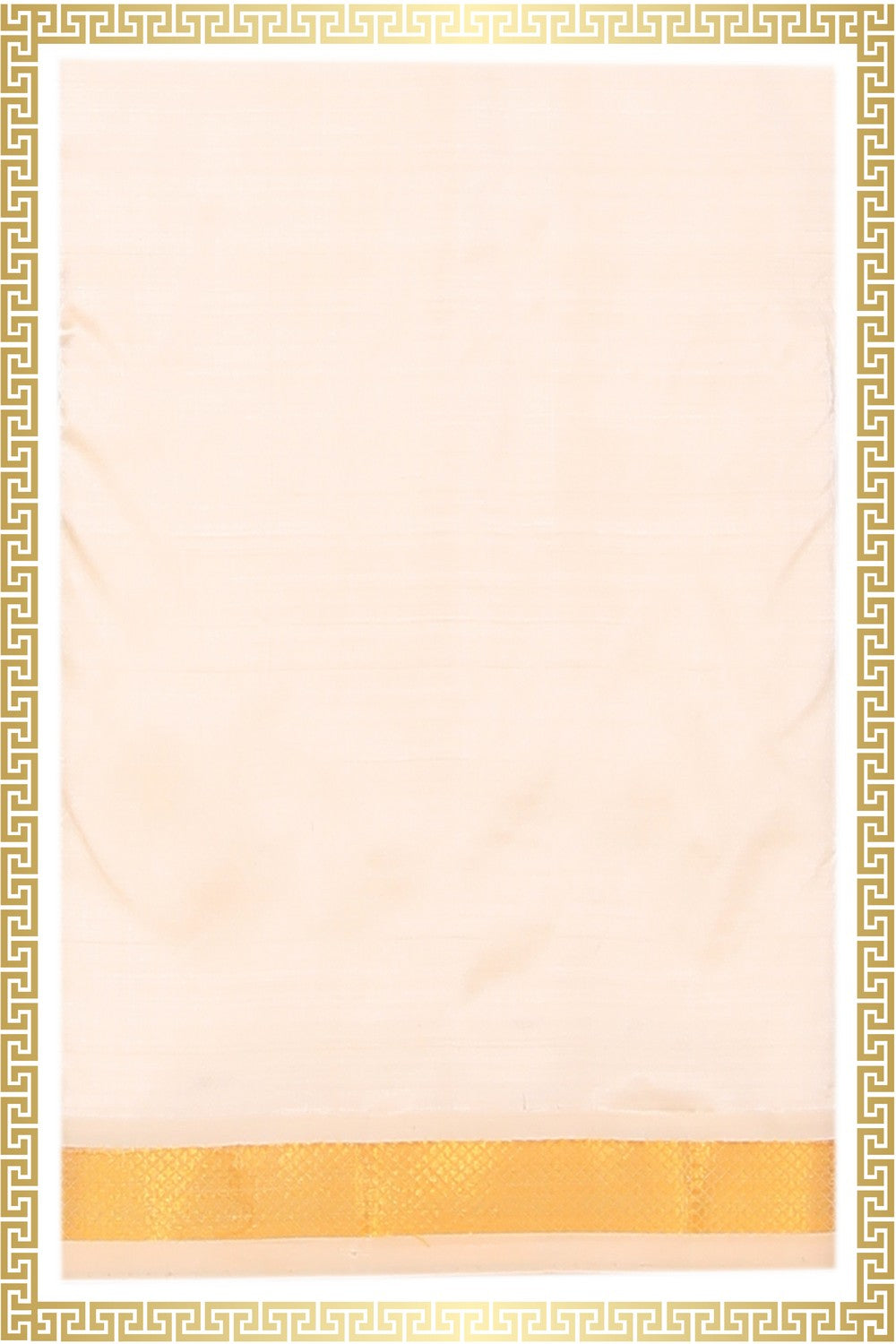 Collection of Kanchi Silk Ivory Off-White Dhoti With Kanduva (8 X 4) in a gallery layout