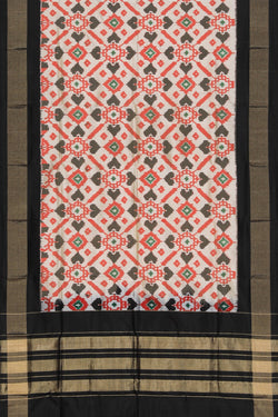 Image of Pochampally Ikat Silk Off-White Dupatta