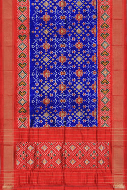 Image of Pochampally Ikat Silk Royal Blue Dupatta