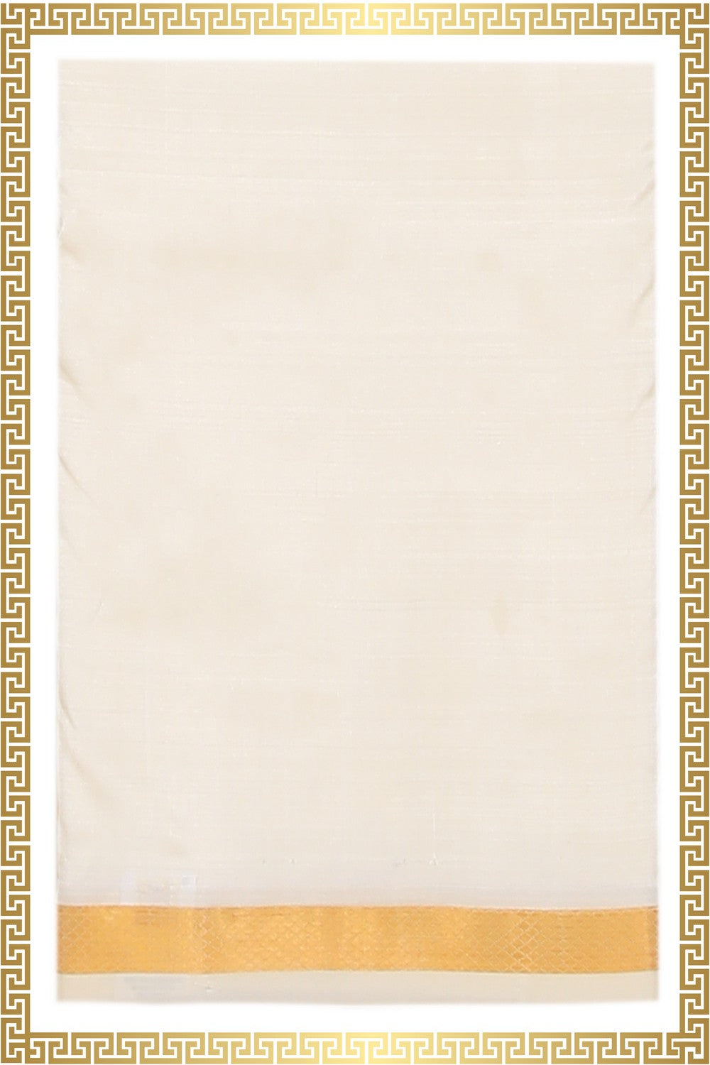 Collection of Kanchi Silk Ivory Off-White Dhoti With Kanduva (8 X 4) in a gallery layout