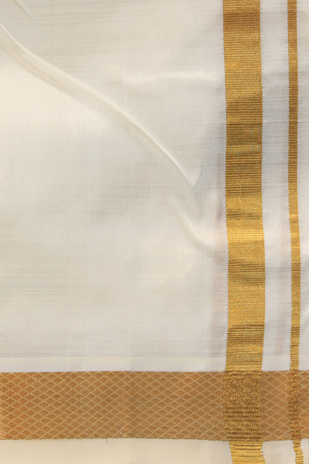 Kanchi Silk Ivory Off-White Dhoti With Kanduva (8 X 4)