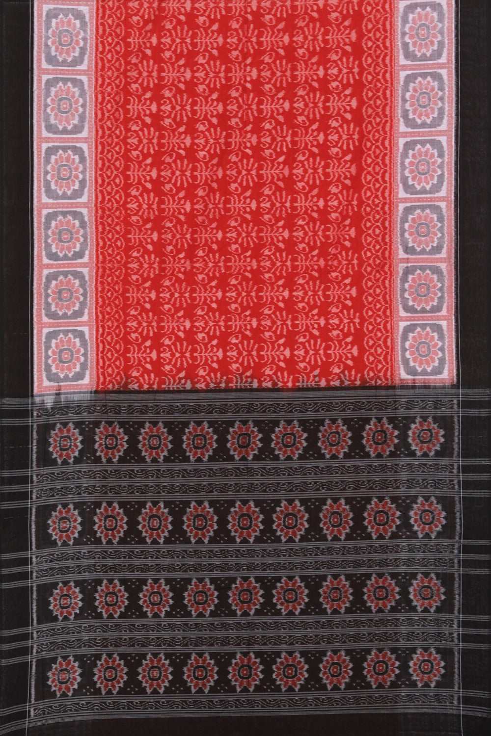 Collection of Sambalpuri Cotton Red Saree in a gallery layout