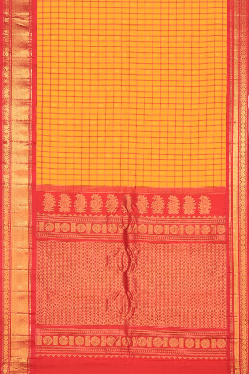 Image of Gadwal Silk Yellow Saree