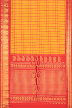 Image of Gadwal Silk Yellow Saree